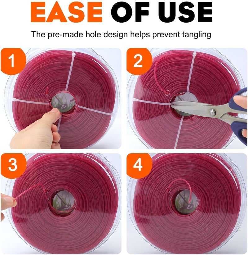 Hipa .105” 1-Pound by 262-foot Trimmer Line Round Twist,Commercial 2.7 mm/105-Inch String Trimmer Line,Weed Eater String 105,Red,SOAK for 24H Before Using - Image 3